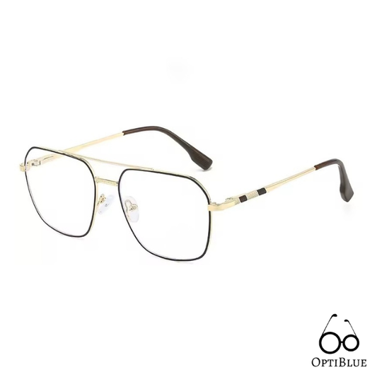 OptiBlue- Lunettes ant-Lumière bleue pour Homme Aviateur or/café/marron