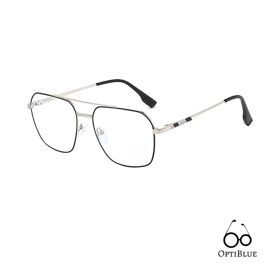 OptiBlue- Lunettes ant-Lumière bleue pour Homme Aviateur Argent/noir