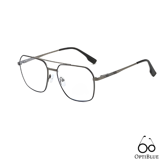 OptiBlue- Lunettes ant-Lumière bleue pour Homme Aviateur gris/noir